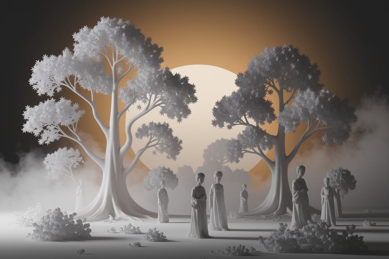 Foggy White Space Forest