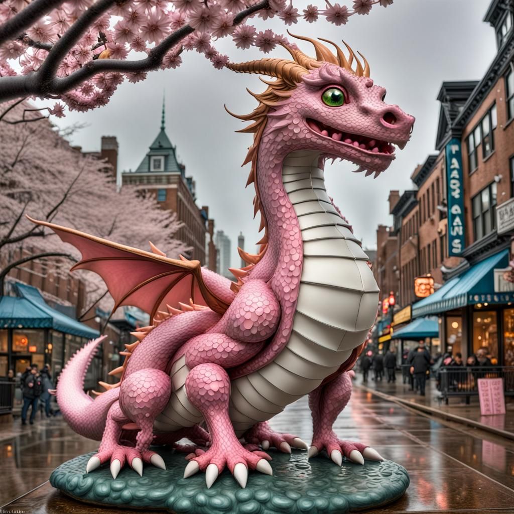Magic Marshmallow Dragon in Rainy New York City