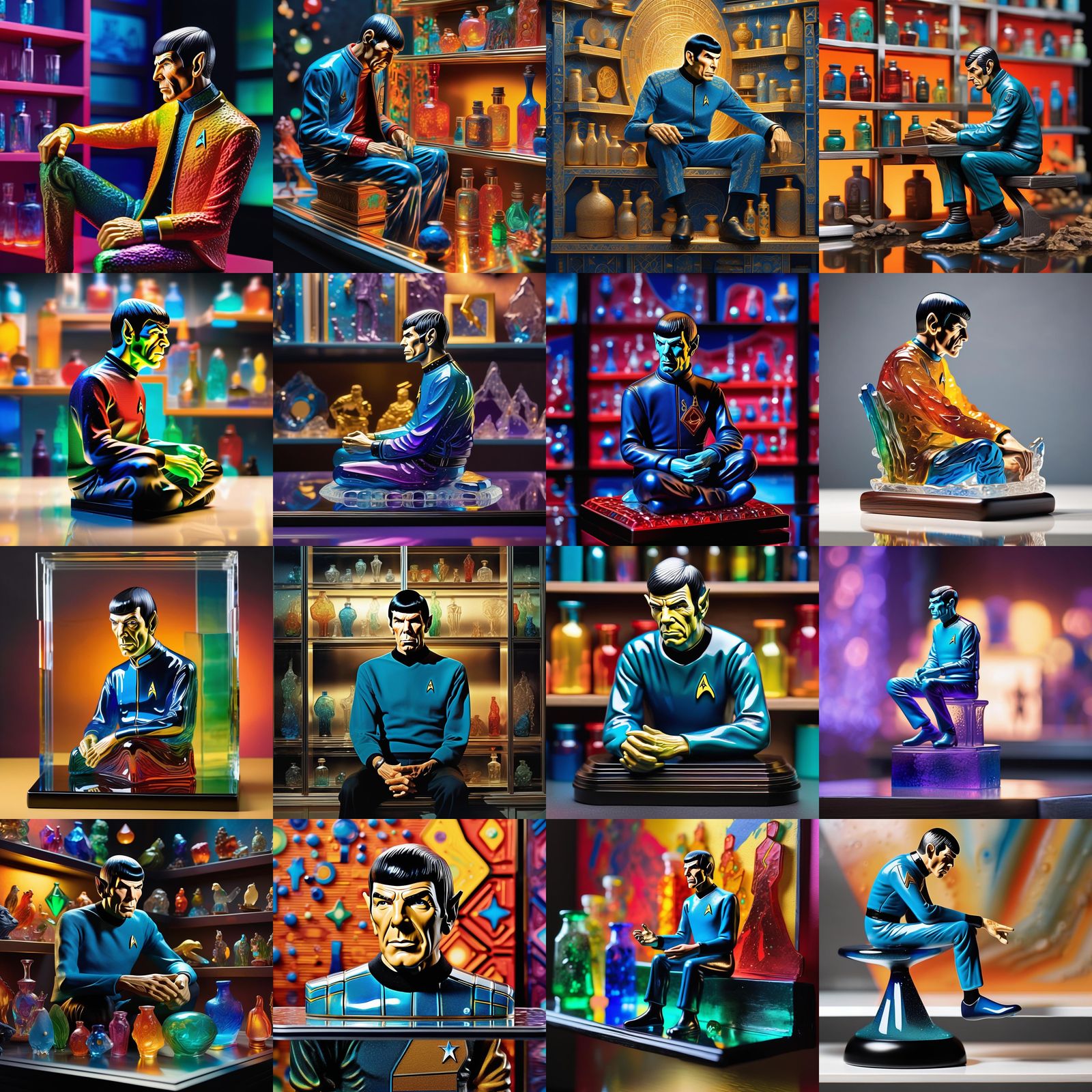 Enameled Glass Spock Figurine: Hyperrealistic Concept Art