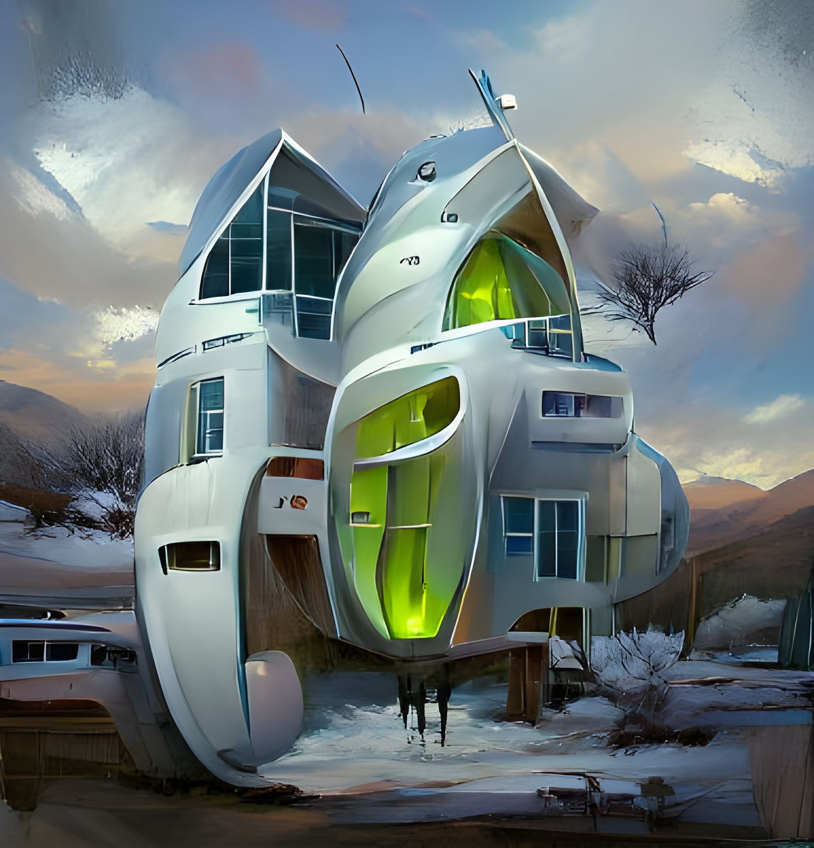Futuristic House Design in Digital Art Style