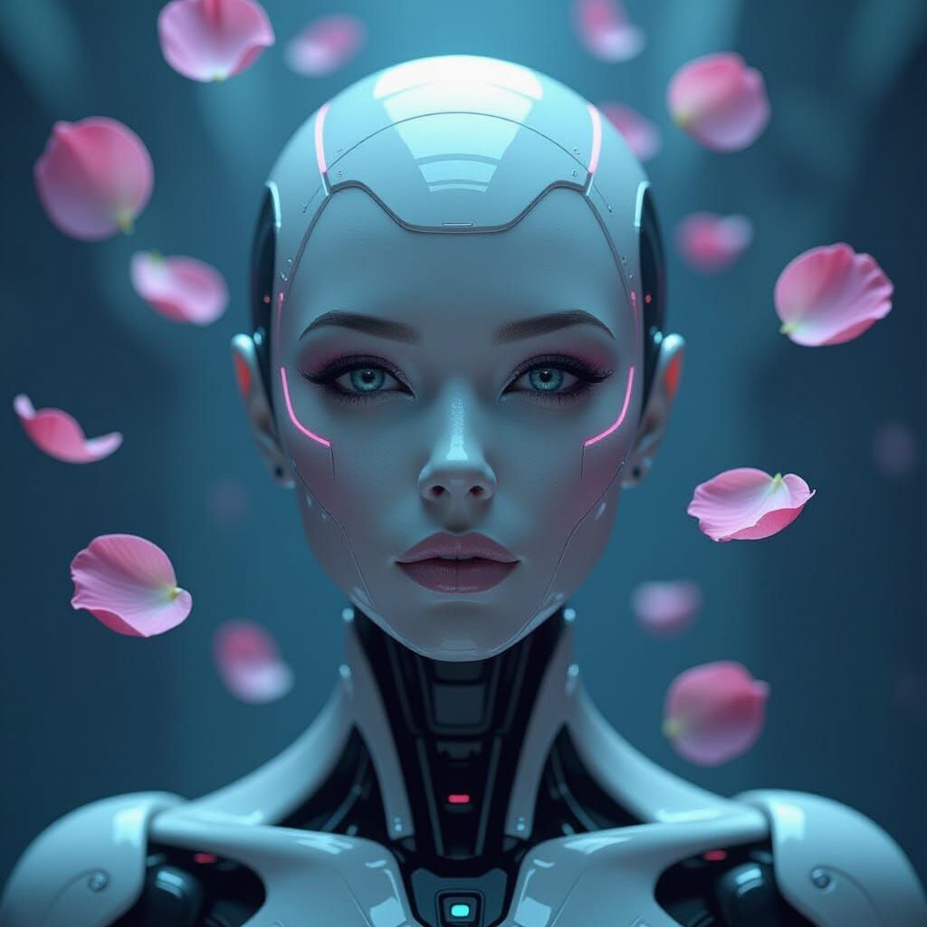 Android Beauty in a Neo-futurist Dreamscape