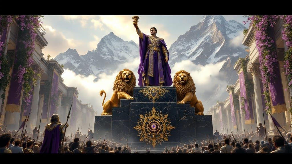 Majestic Tiger White Marble Statue of a Tyrian Purple Robed ...