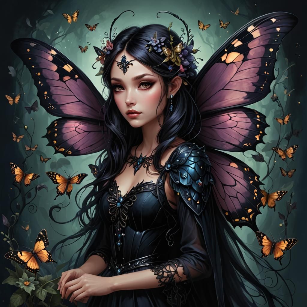 Dark Moth Fairy Generated by AI