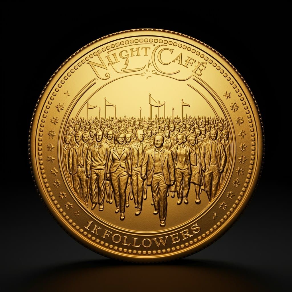 Ornate Gold Coin Celebrates NightCafe Followers