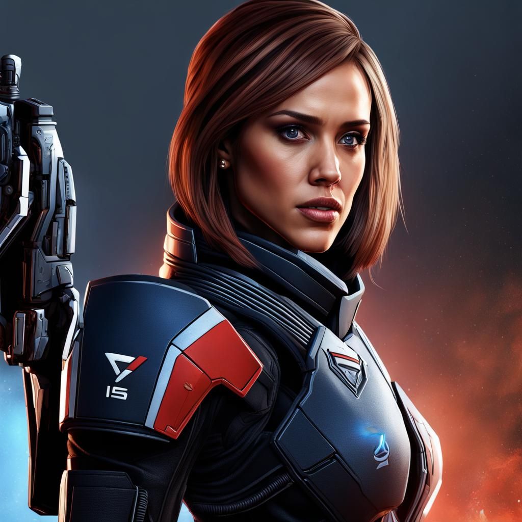 Jessica Alba as Commander Shepard: Matte Painting
