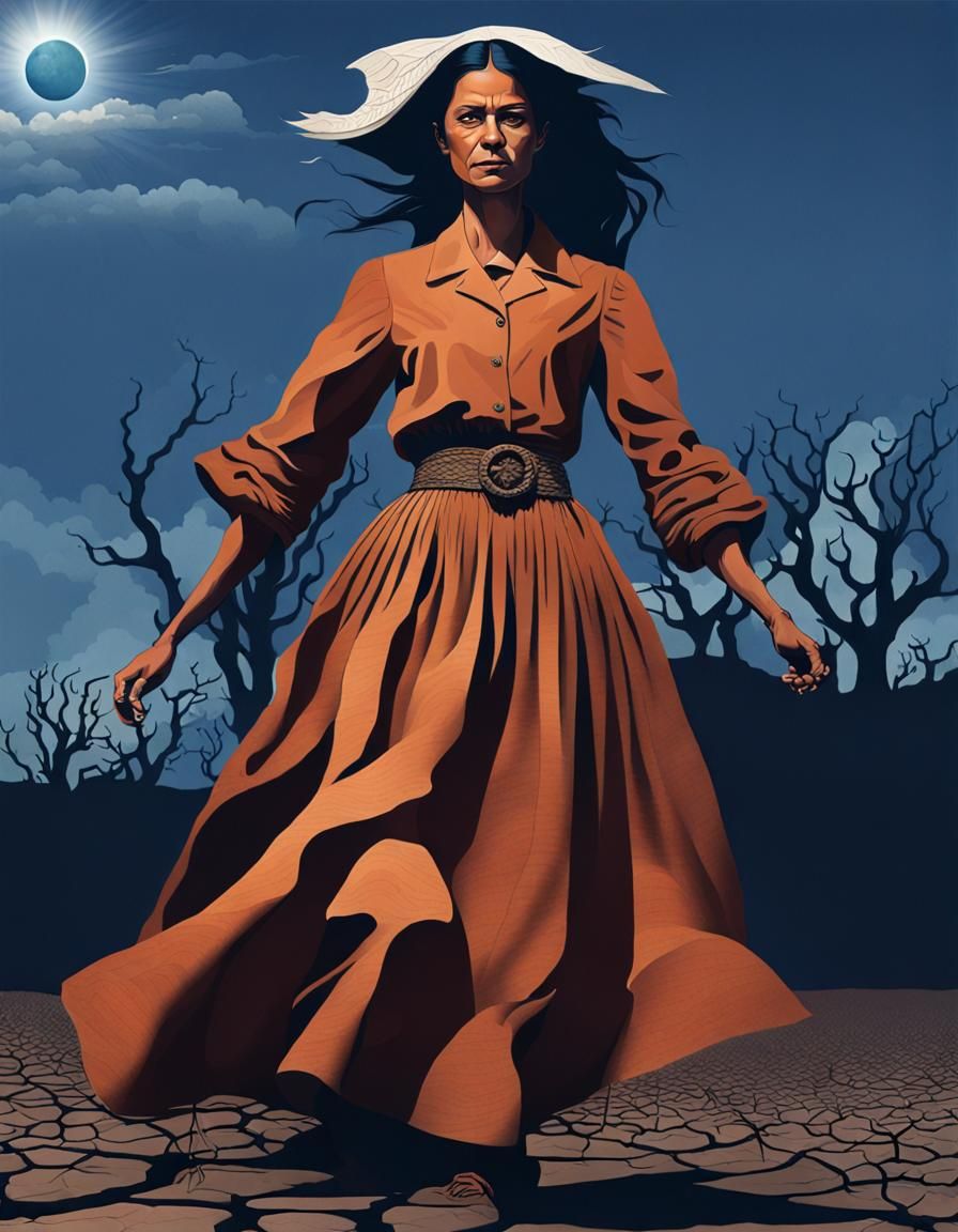 Surreal Desert Scene with Brazilian Woman