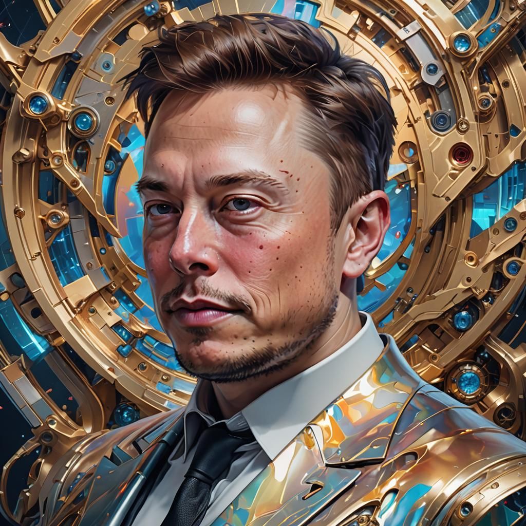 Hyperdetailed Portrait of Elon Musk, Digital Art