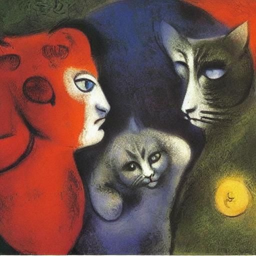 Cats Expressing Love, Surreal Art Style