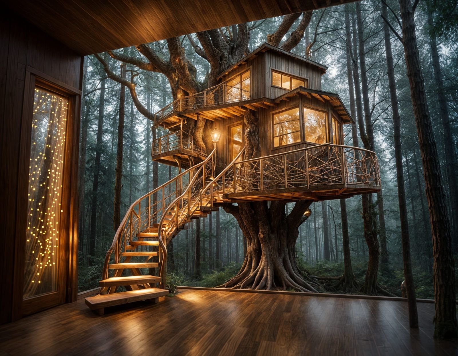 Enchanted Treehouse Oasis in Vibrant Forest