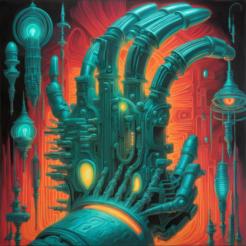 Bioluminescent Biomechanical Hand, Bio Art Experiment