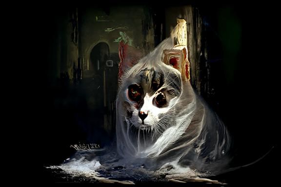 Ethereal Cat in Oil Painting Style