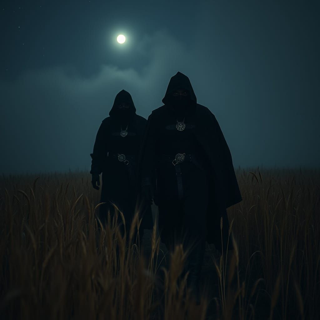 Shadowy Thieves in Golden Wheat Field