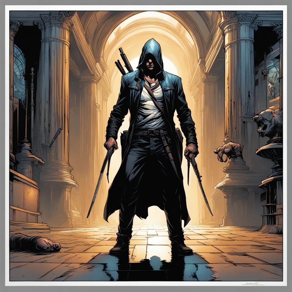Assassin in Comic Book Art Style