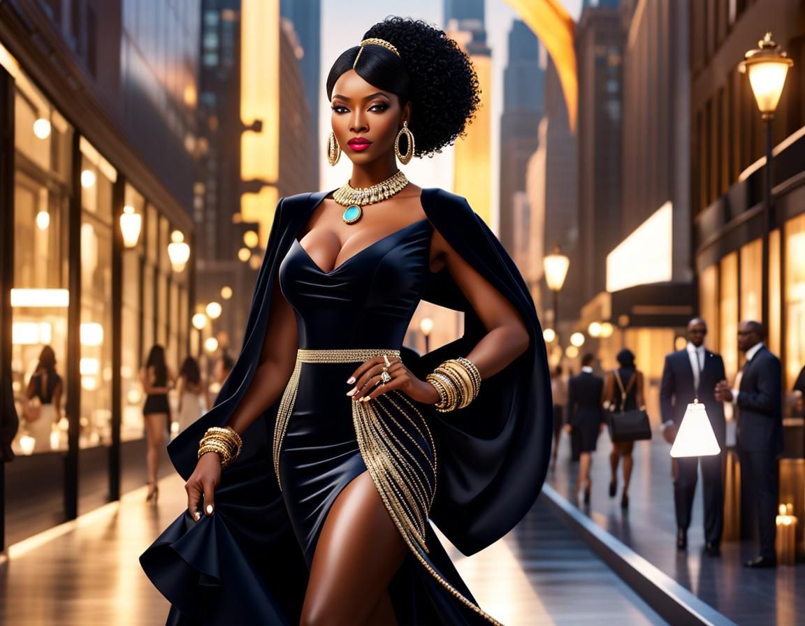 Black Woman Models 90s Fashion in UHD Digital Render