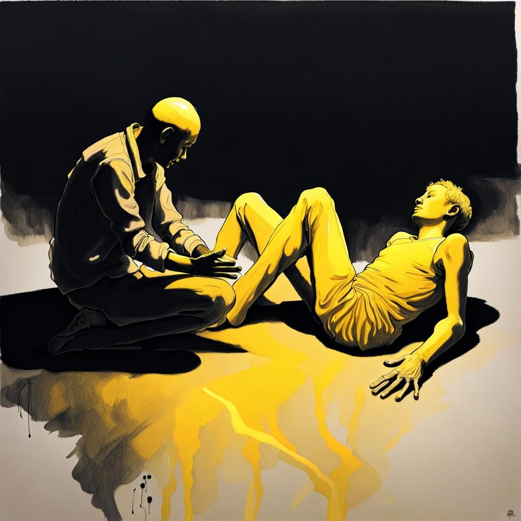 Figure Reaching Out in Diffuse Light: Detailed Painting