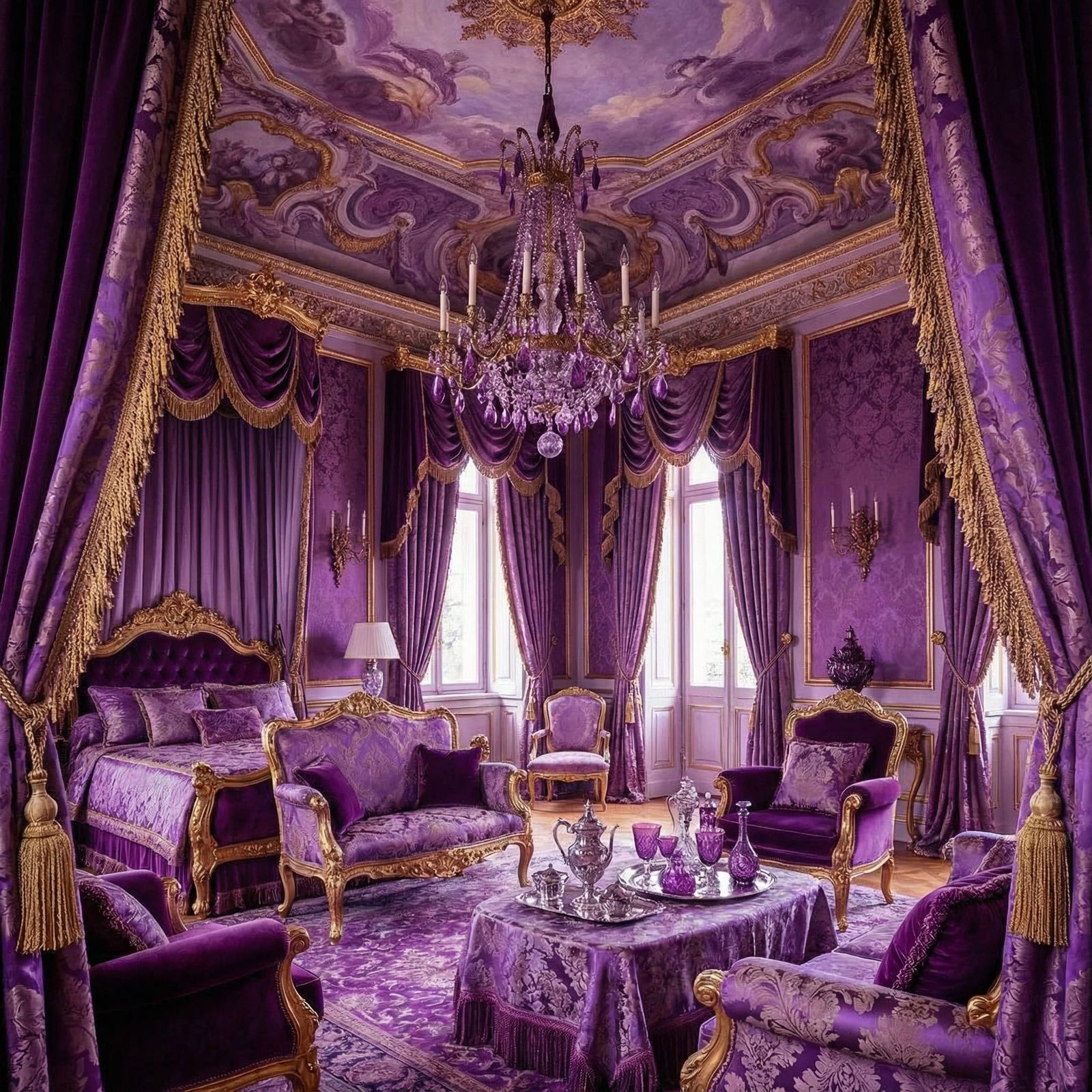 Baroque Opulence in Purple and Violet Hues
