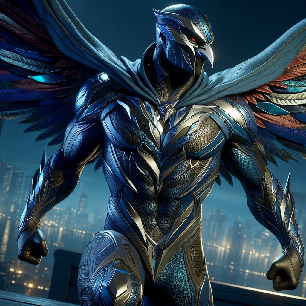 Middle-Eastern Superhero in Bird Costume, Fantasy Concept Ar...