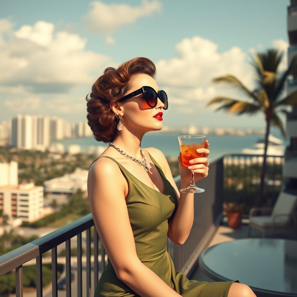 Miami Fashion: Woman in 1950s Style, Vintage Aesthetic