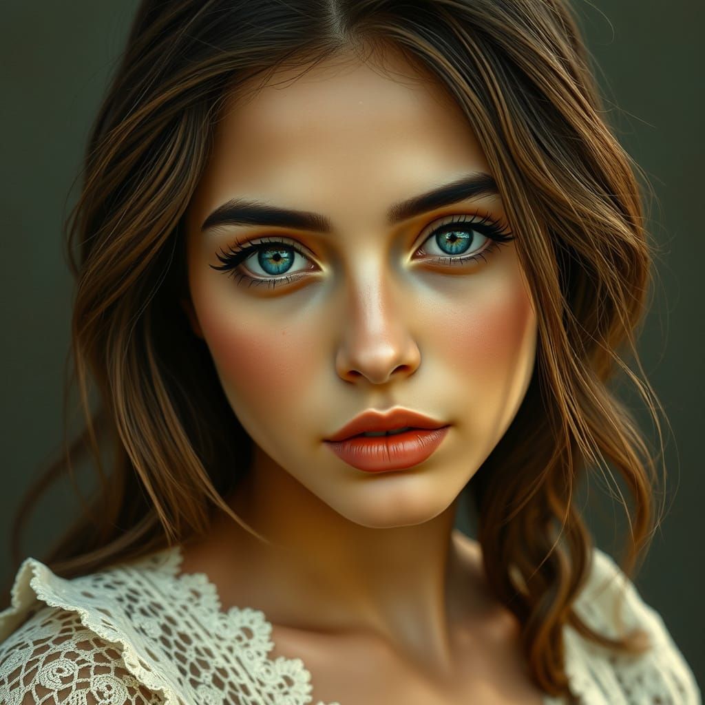 Young Libyan Woman in Alphonse Mucha Style