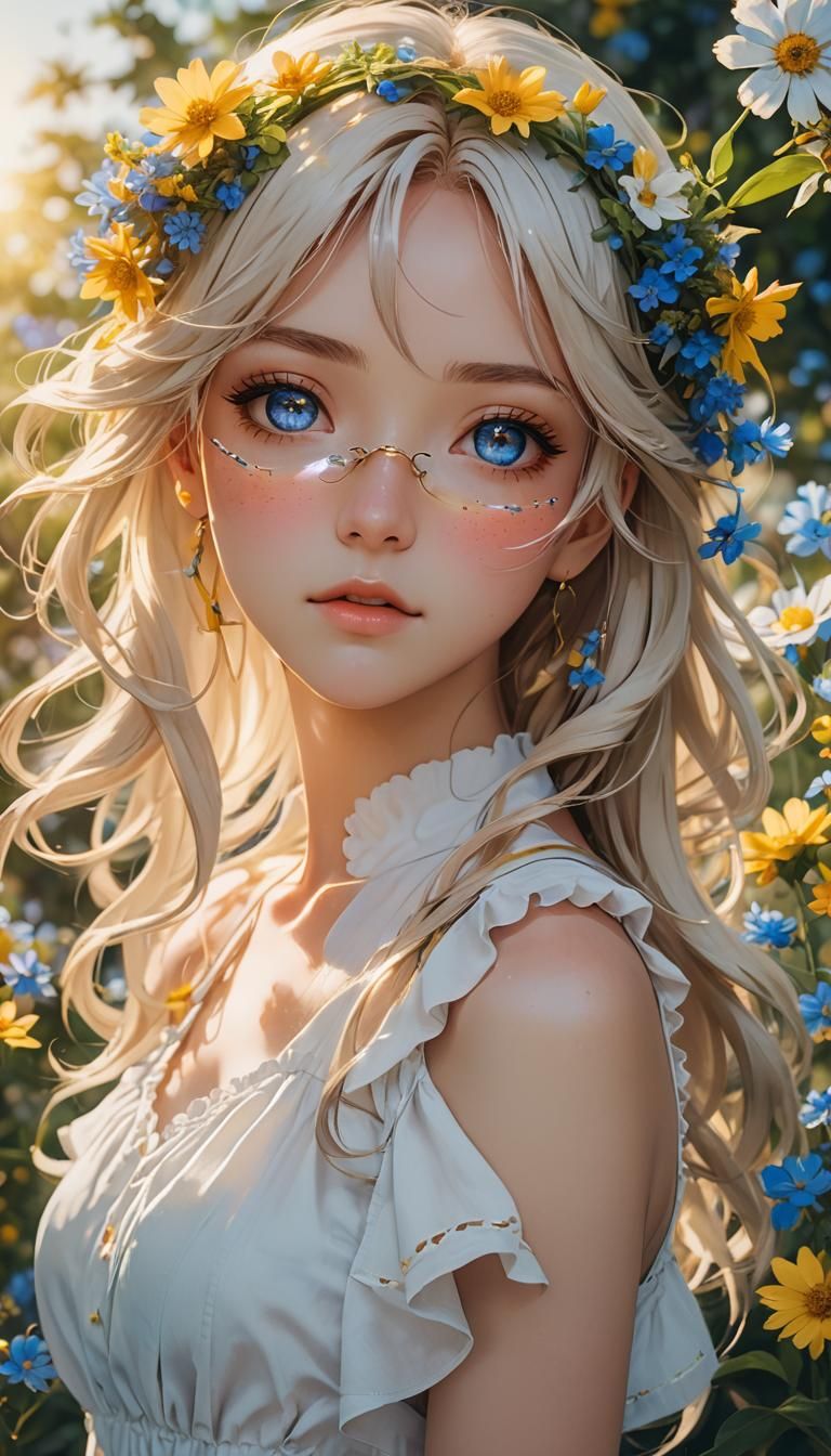 Anime Girl in Sundress with Divine Light