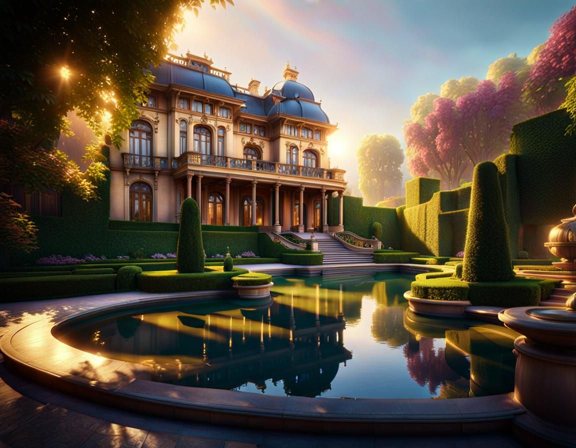 Art Deco Mansion in Romantic Sunlight