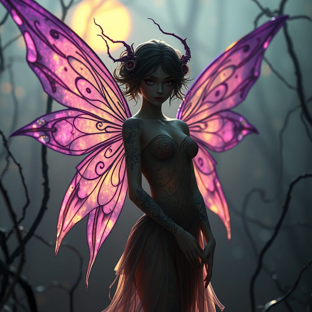 Ethereal Dark Fantasy Fairy Radiates Unholy Glow