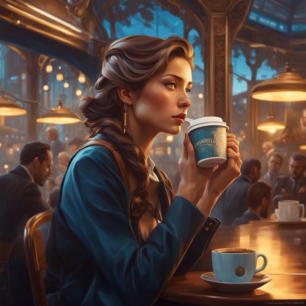 Coffee Portrait in Digital Art Style