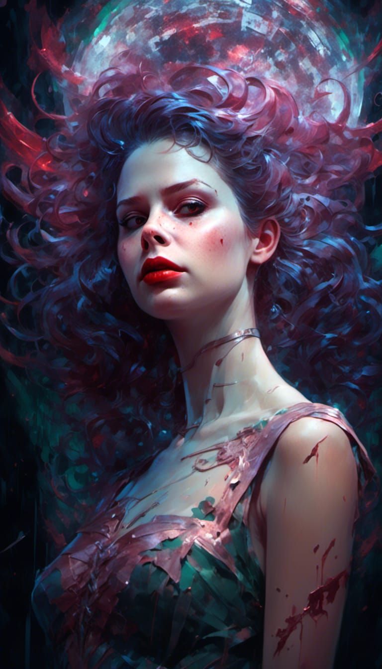 Cyberpunk Vampiress Portrait in 3000 A.D.