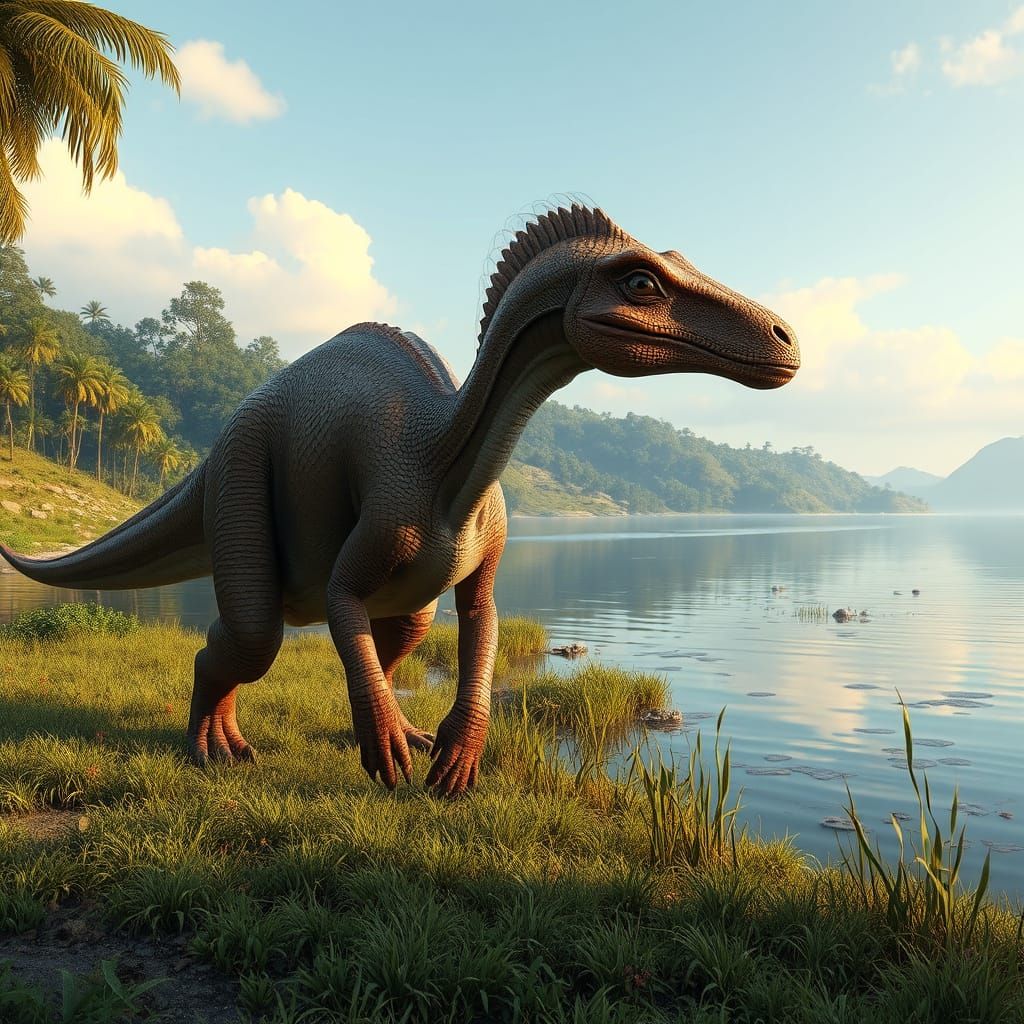 Long-Necked Dinosaur Grazing in 8k