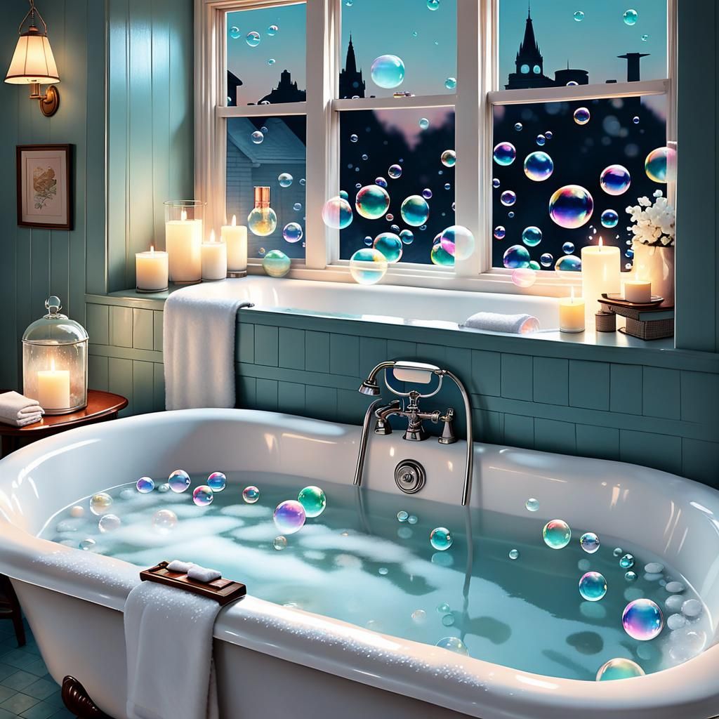 Candlelit bubble bath