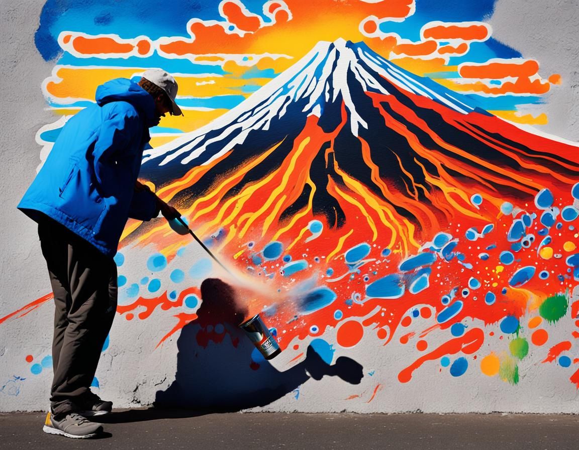 Street Artist's Vibrant Mural of Mount St Helens