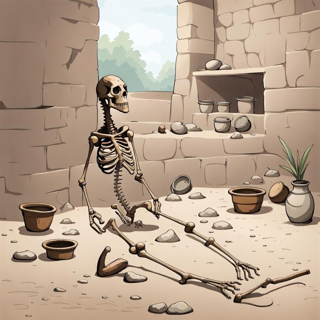 Dinosaur Skeleton Excavation at Archaeological Dig Site