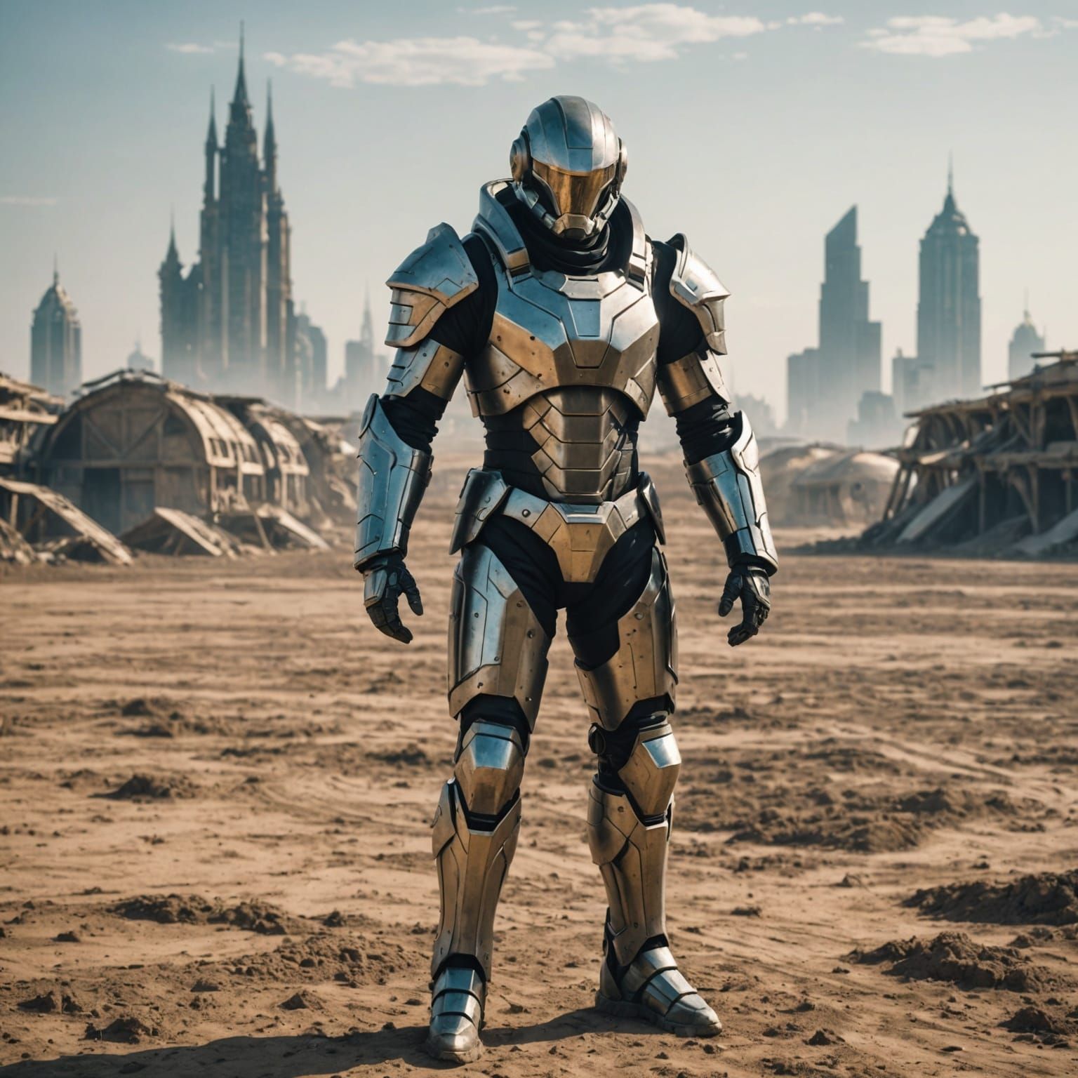 Futuristic Armor in Barren Field Digital Art