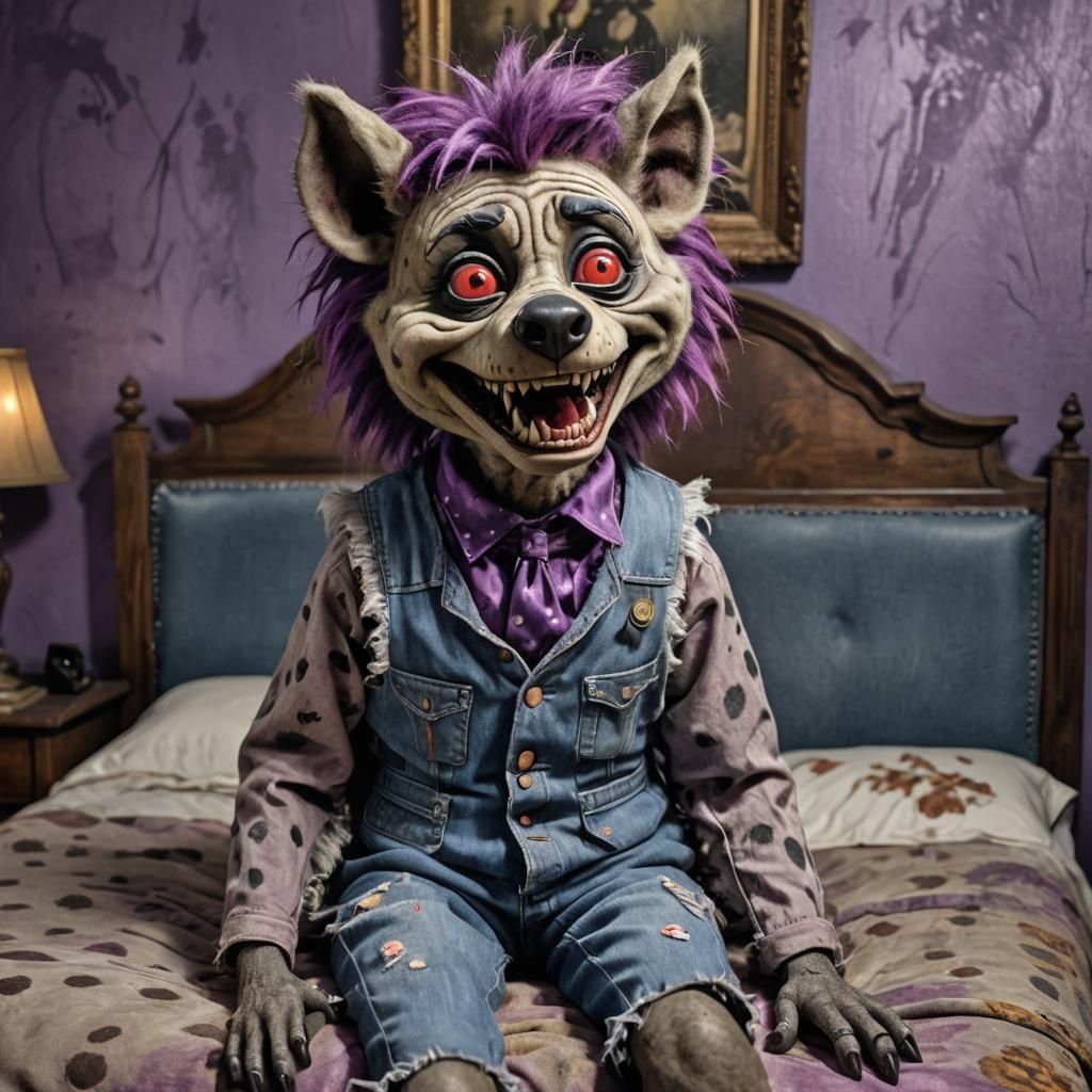 Creepy Furry Hyena Ventriloquist Dummy in 3D