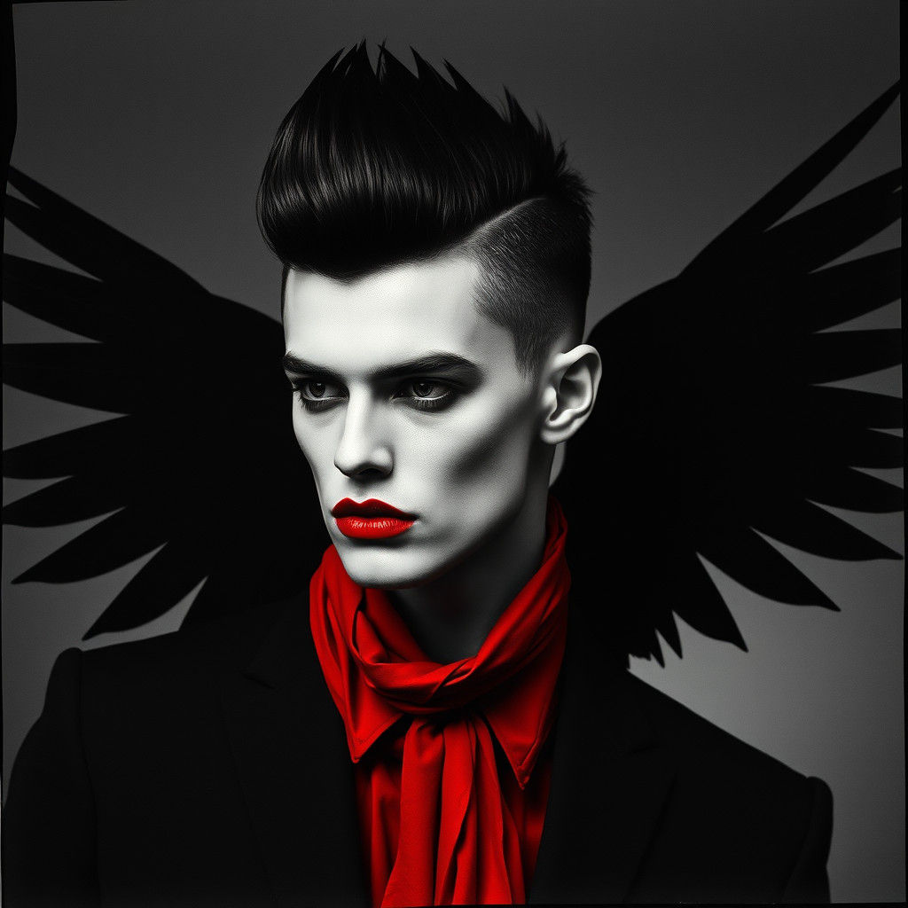 Geometric Raven Model in Dada Photogram Style