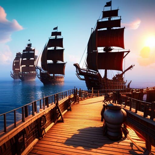 Colorful Pirate Battle in 3D Game Style