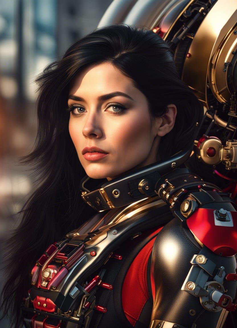 Woman with Jetpack in Golden Hour Lighting