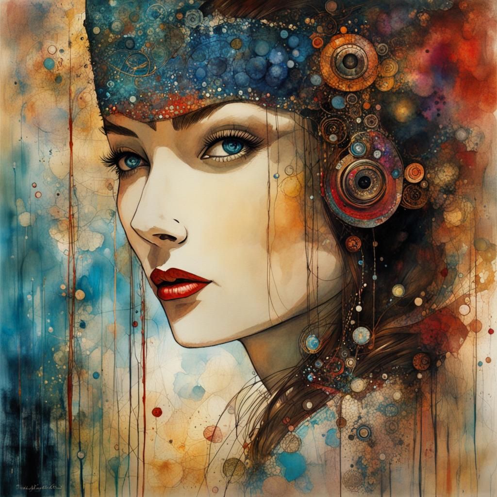 Upside-Down Portrait in Art Brut Style