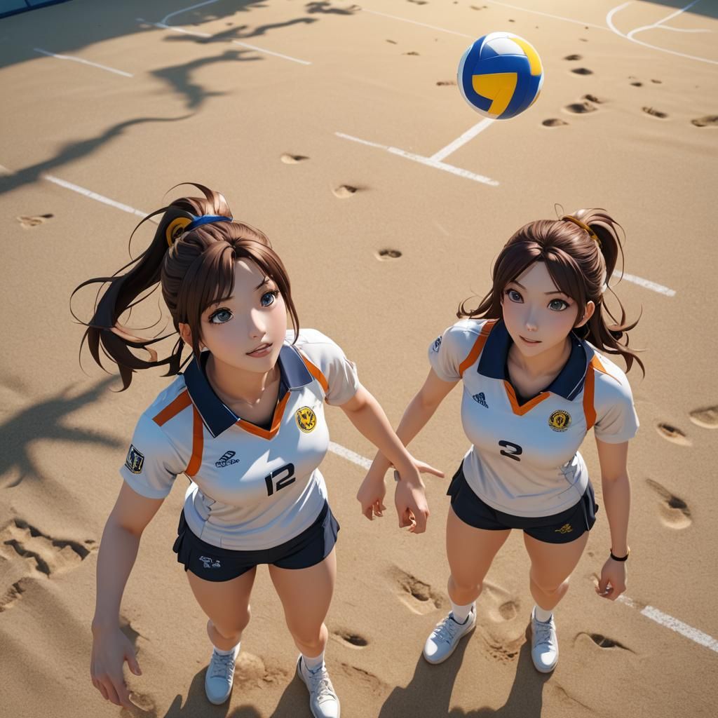 Anime Volleyball Girls in 3D Art
