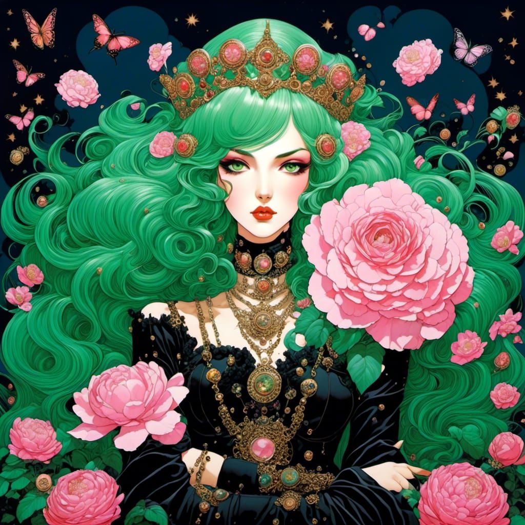 Ethereal Star Princess with Pink Hair in Manhwa Style