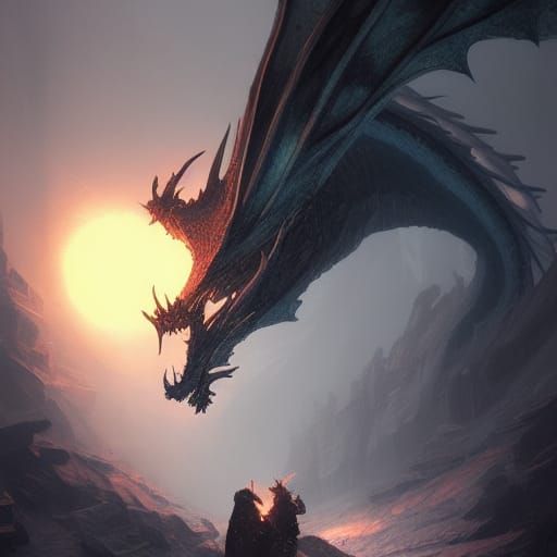 Icy Dragon in Dark Fantasy Style