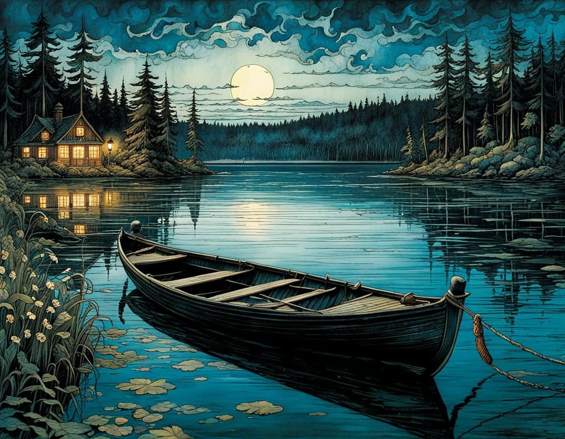 Enchanted Midsummer Night on Swedish Lake