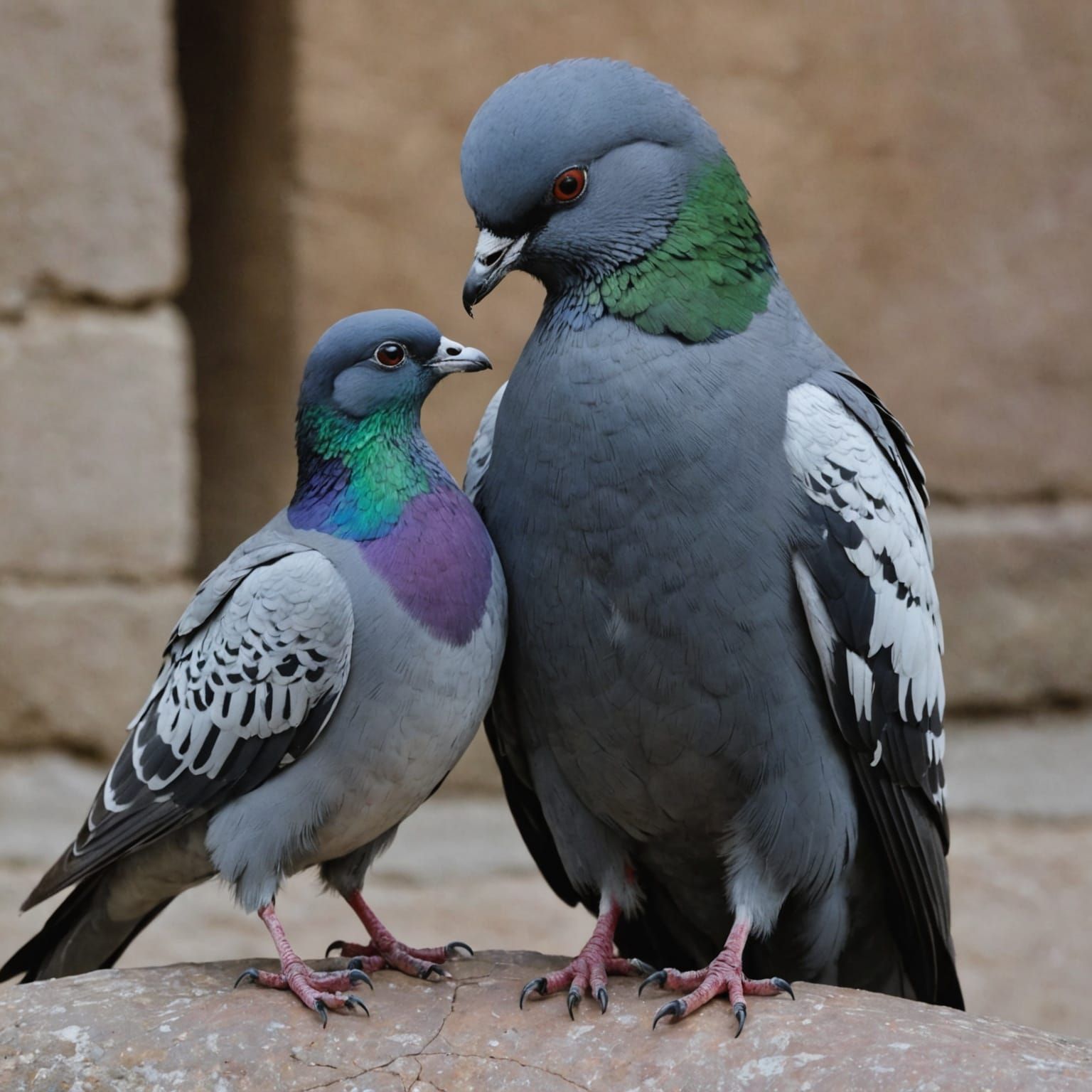 A Duende Comforts a Mourning Rock Pigeon