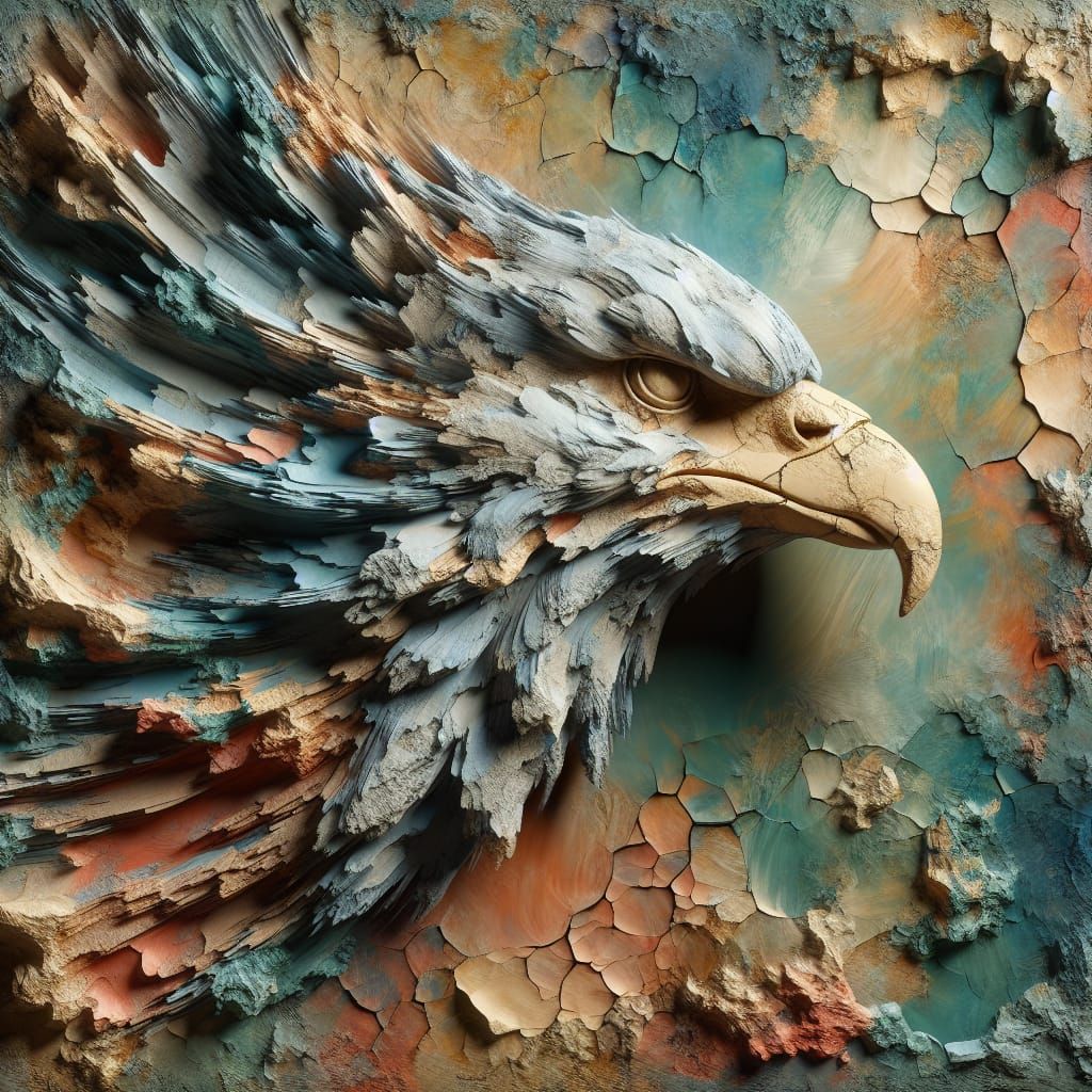 Stone Eagle Breaking Through Wall, Surreal Art