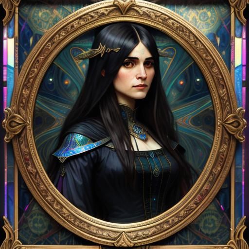 Victorian Priestess Portrait in Art Nouveau Style