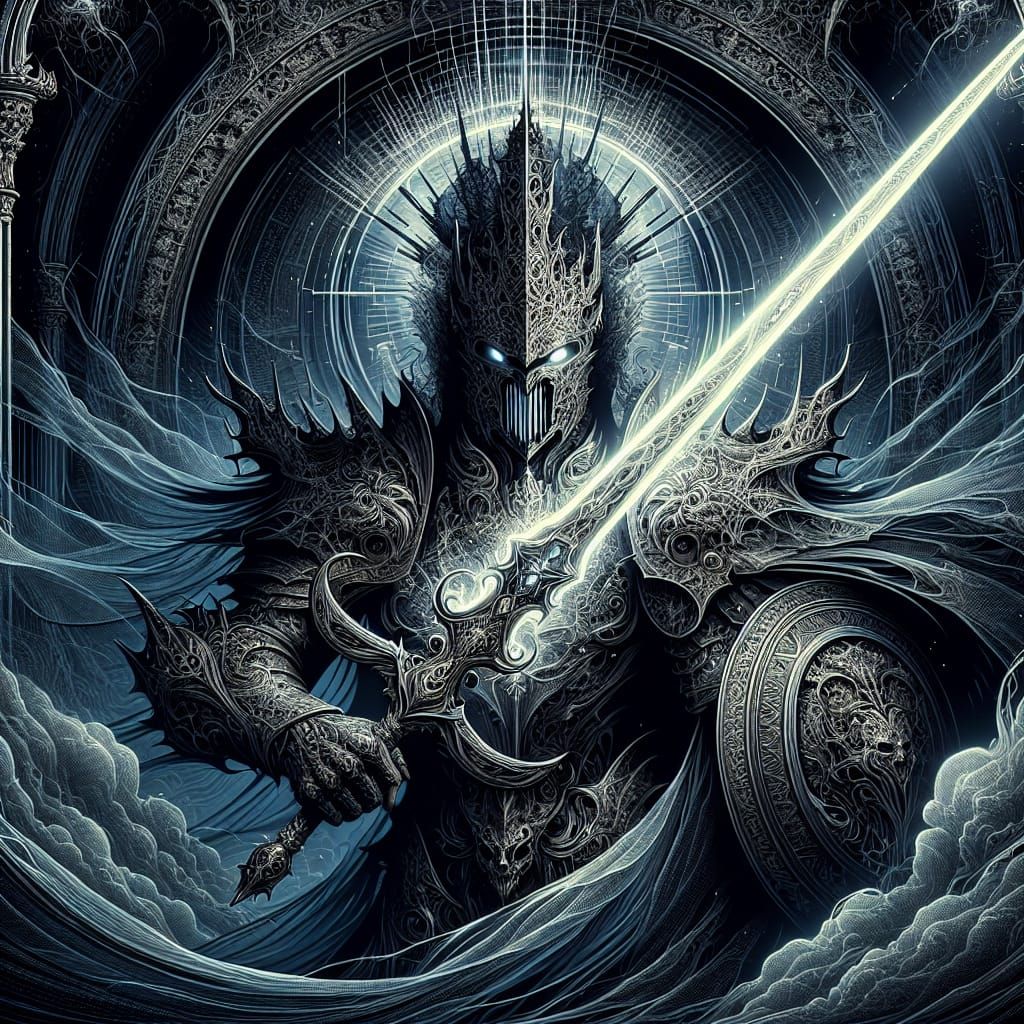 High Gothic Knight in Eerie Dark Fantasy Setting