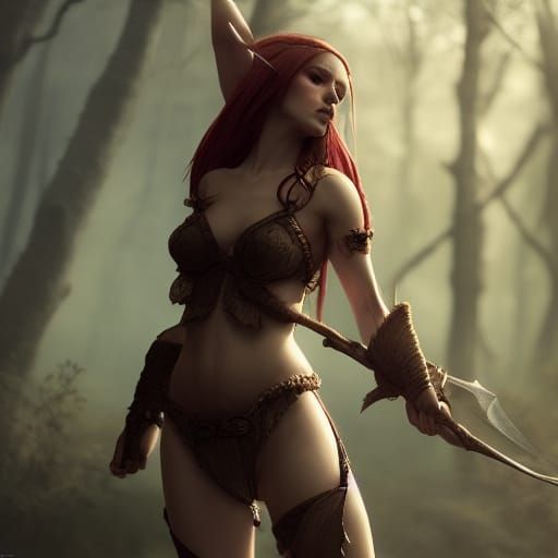 Fantasy Elf in a Retrofuturistic Landscape