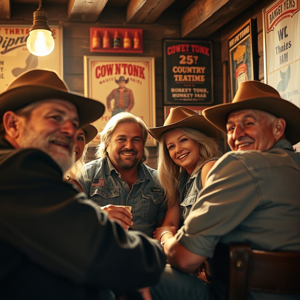 Friends Gather in a Cozy Honky-Tonk