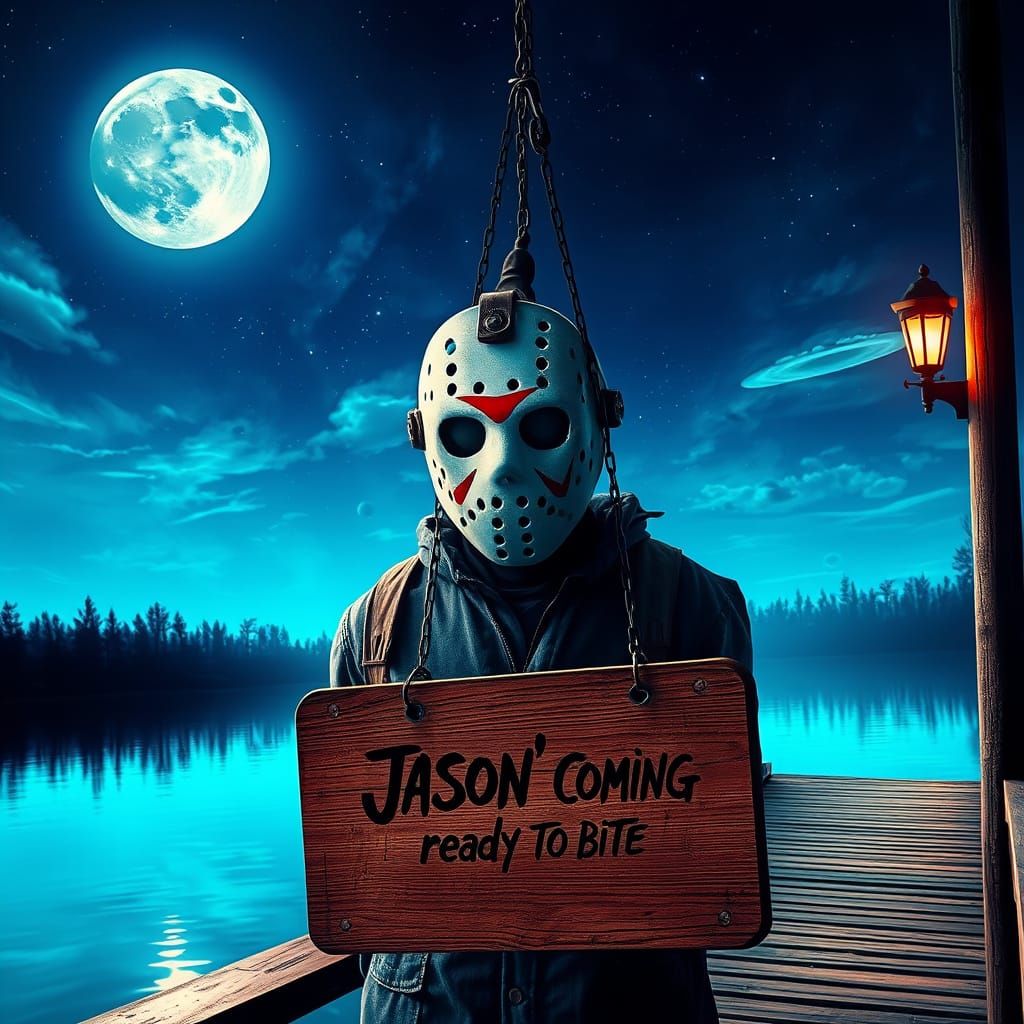 Surreal Horror Icon Jason Voorhees Walks the Boardwalk at Ni...
