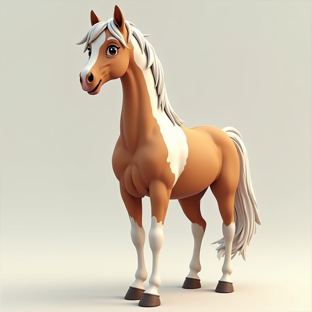 Palomino Pinto Mare in 3D Anime Style
